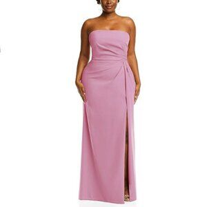 After Six Powder Pink Strapless Pleated Faux Wrap Maxi‎ Dress Size 12 6873